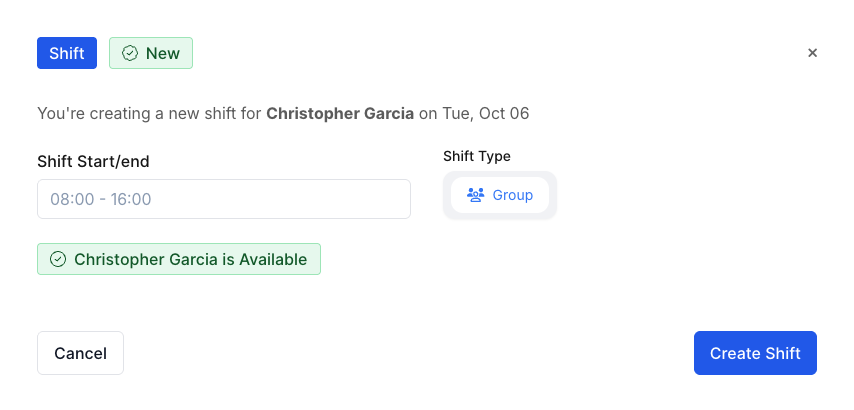Adding Start and End Time For a Shift